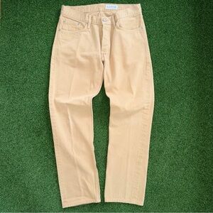 Gustin #168 Japan Brown Japanese Raw Selvedge Denim Slim Button Fly Jeans 34x30